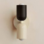 Up Down Slim Wall Sconce - Bone Canopy / Blackened Brass Upper Shade