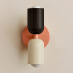 Up Down Slim Wall Sconce - Peach Canopy / Blackened Brass Upper Shade