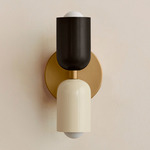 Up Down Slim Wall Sconce - Brass Canopy / Blackened Brass Upper Shade