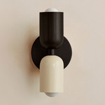 Up Down Slim Wall Sconce - Blackened Brass Canopy / Blackened Brass Upper Shade