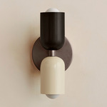 Up Down Slim Wall Sconce - Pewter Canopy / Blackened Brass Upper Shade