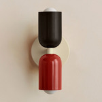 Up Down Slim Wall Sconce - Bone Canopy / Blackened Brass Upper Shade