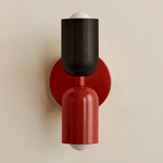 Up Down Slim Wall Sconce - Oxide Red Canopy / Blackened Brass Upper Shade