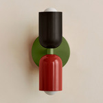 Up Down Slim Wall Sconce - Reed Green Canopy / Blackened Brass Upper Shade