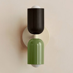 Up Down Slim Wall Sconce - Bone Canopy / Blackened Brass Upper Shade