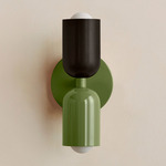Up Down Slim Wall Sconce - Reed Green Canopy / Blackened Brass Upper Shade