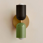 Up Down Slim Wall Sconce - Brass Canopy / Blackened Brass Upper Shade