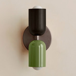Up Down Slim Wall Sconce - Pewter Canopy / Blackened Brass Upper Shade