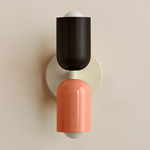 Up Down Slim Wall Sconce - Bone Canopy / Blackened Brass Upper Shade