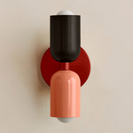 Up Down Slim Wall Sconce - Oxide Red Canopy / Blackened Brass Upper Shade