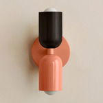 Up Down Slim Wall Sconce - Peach Canopy / Blackened Brass Upper Shade