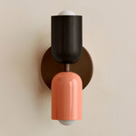 Up Down Slim Wall Sconce - Patina Brass Canopy / Blackened Brass Upper Shade