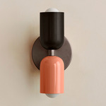 Up Down Slim Wall Sconce - Pewter Canopy / Blackened Brass Upper Shade