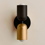 Up Down Slim Wall Sconce - Black Canopy / Blackened Brass Upper Shade
