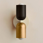 Up Down Slim Wall Sconce - Bone Canopy / Blackened Brass Upper Shade