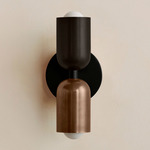 Up Down Slim Wall Sconce - Black Canopy / Blackened Brass Upper Shade