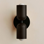 Up Down Slim Wall Sconce - Black Canopy / Blackened Brass Upper Shade