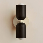 Up Down Slim Wall Sconce - Bone Canopy / Blackened Brass Upper Shade