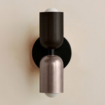 Up Down Slim Wall Sconce - Black Canopy / Blackened Brass Upper Shade
