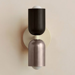 Up Down Slim Wall Sconce - Bone Canopy / Blackened Brass Upper Shade