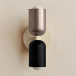 Up Down Slim Wall Sconce - Bone Canopy / Pewter Upper Shade