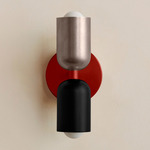 Up Down Slim Wall Sconce - Oxide Red Canopy / Pewter Upper Shade
