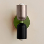 Up Down Slim Wall Sconce - Reed Green Canopy / Pewter Upper Shade