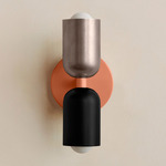 Up Down Slim Wall Sconce - Peach Canopy / Pewter Upper Shade