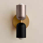 Up Down Slim Wall Sconce - Brass Canopy / Pewter Upper Shade
