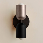 Up Down Slim Wall Sconce - Blackened Brass Canopy / Pewter Upper Shade