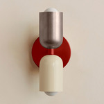 Up Down Slim Wall Sconce - Oxide Red Canopy / Pewter Upper Shade
