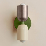 Up Down Slim Wall Sconce - Reed Green Canopy / Pewter Upper Shade