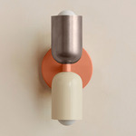 Up Down Slim Wall Sconce - Peach Canopy / Pewter Upper Shade
