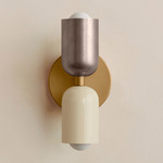 Up Down Slim Wall Sconce - Brass Canopy / Pewter Upper Shade