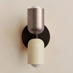 Up Down Slim Wall Sconce - Blackened Brass Canopy / Pewter Upper Shade