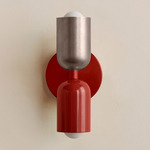 Up Down Slim Wall Sconce - Oxide Red Canopy / Pewter Upper Shade