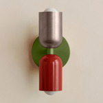 Up Down Slim Wall Sconce - Reed Green Canopy / Pewter Upper Shade