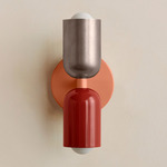 Up Down Slim Wall Sconce - Peach Canopy / Pewter Upper Shade
