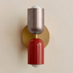 Up Down Slim Wall Sconce - Brass Canopy / Pewter Upper Shade