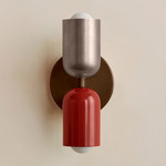 Up Down Slim Wall Sconce - Patina Brass Canopy / Pewter Upper Shade