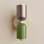 Up Down Slim Wall Sconce - Bone Canopy / Pewter Upper Shade