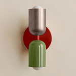 Up Down Slim Wall Sconce - Oxide Red Canopy / Pewter Upper Shade