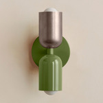 Up Down Slim Wall Sconce - Reed Green Canopy / Pewter Upper Shade