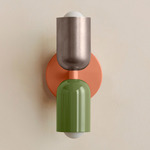 Up Down Slim Wall Sconce - Peach Canopy / Pewter Upper Shade