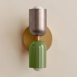Up Down Slim Wall Sconce - Brass Canopy / Pewter Upper Shade