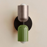 Up Down Slim Wall Sconce - Blackened Brass Canopy / Pewter Upper Shade