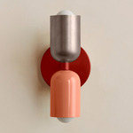 Up Down Slim Wall Sconce - Oxide Red Canopy / Pewter Upper Shade