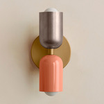 Up Down Slim Wall Sconce - Brass Canopy / Pewter Upper Shade