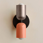 Up Down Slim Wall Sconce - Blackened Brass Canopy / Pewter Upper Shade