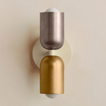 Up Down Slim Wall Sconce - Bone Canopy / Pewter Upper Shade